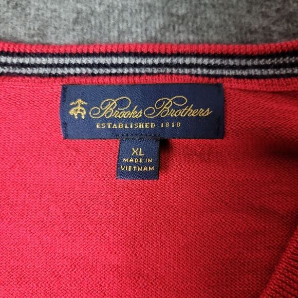 Brooks Brothers Mens Sweater Size XL 100% Supima Cotton V-Neck Red Pullover - Picture 4 of 12